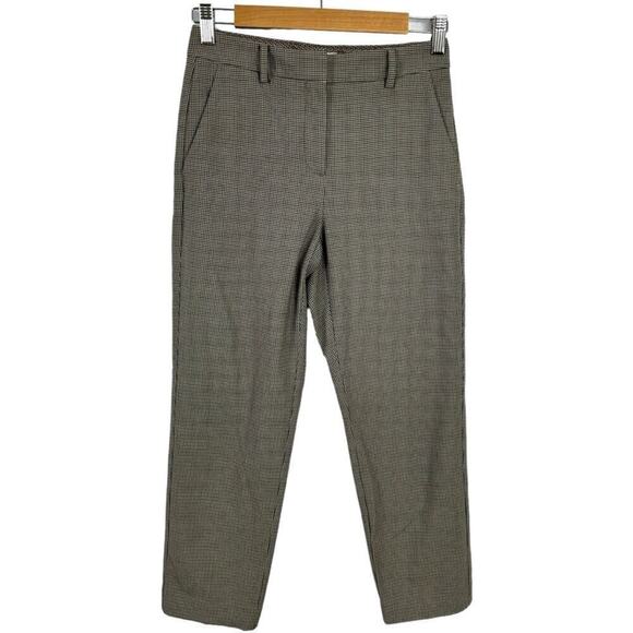 Aritzia Babaton Quentin Pant Brown Black Tan Houndstooth Trousers Size O